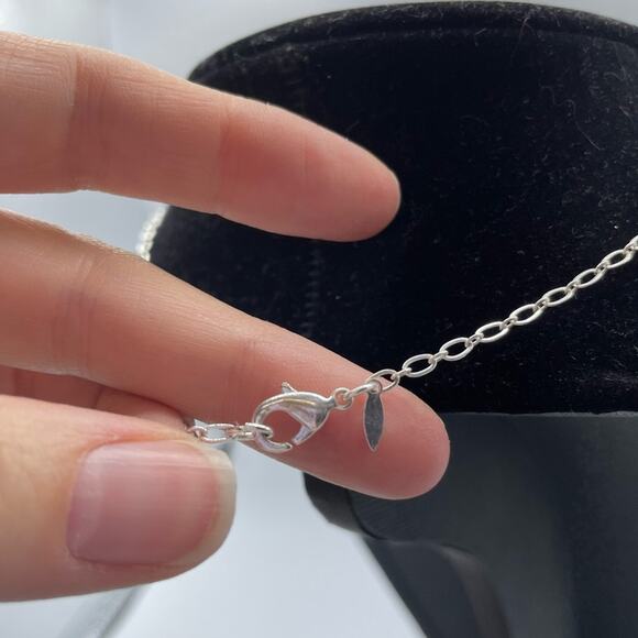 Silver Tone SAQ Tiered Oval Necklace - Picture 3 of 5